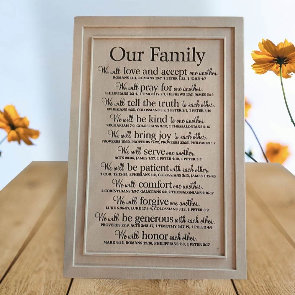 NWT Our Family Will Love One Another Textured Cream Cast Stone Wall Plaque